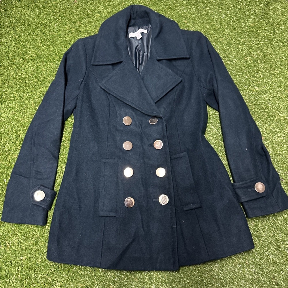 New York And Company Wool Blend Peacoat With Gold Buttons Sz Small
